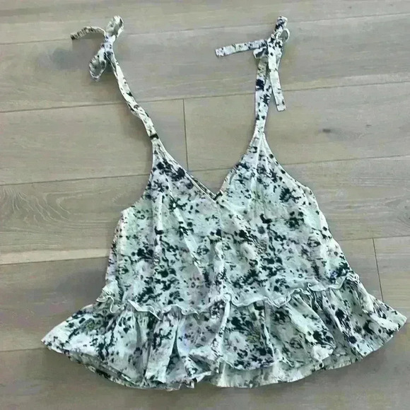 Jason Wu Magnolia Blue Blurred Tie Shoulder Blouse | Size 6 - Picture 6 of 12